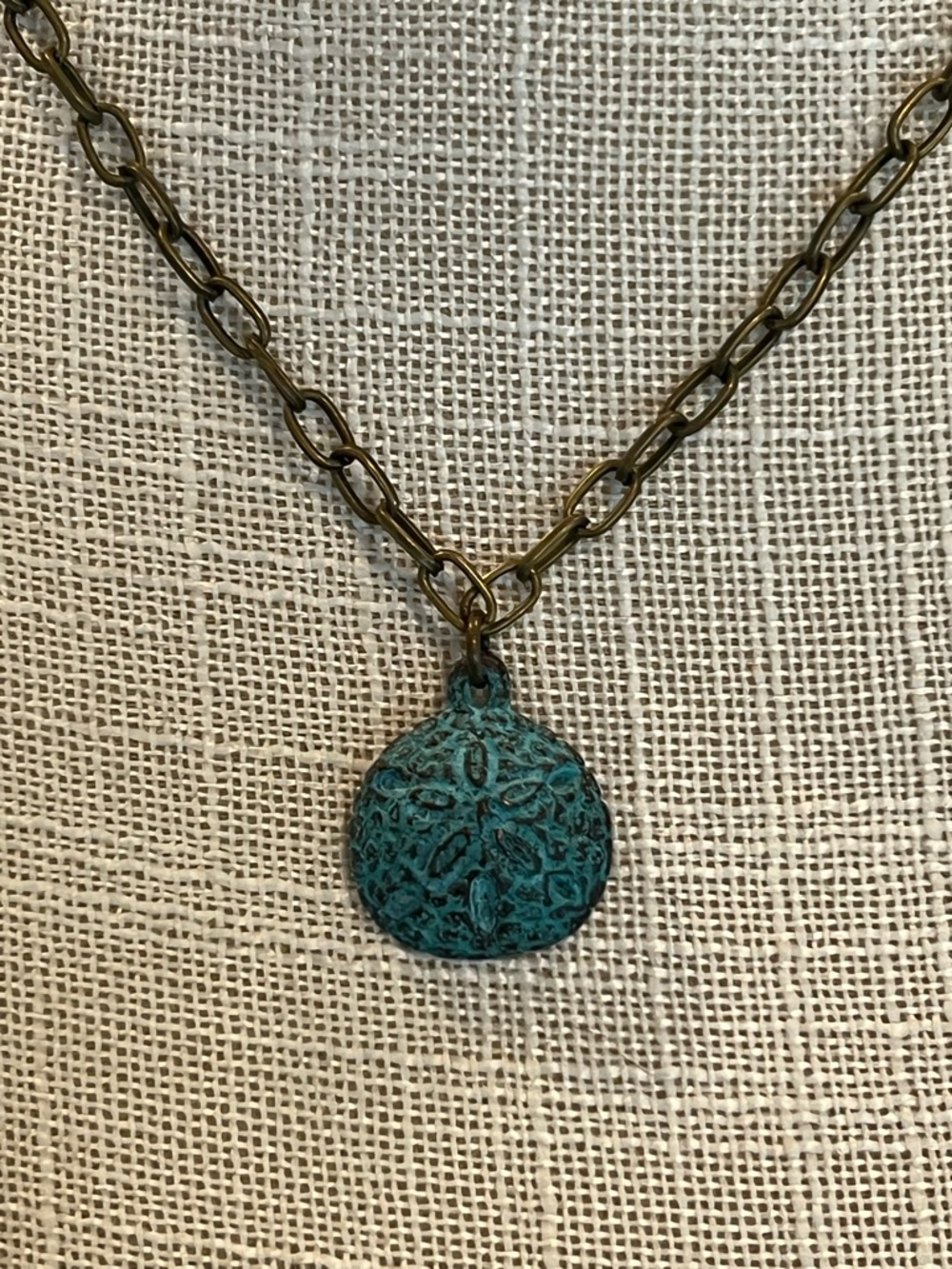 Patina Sand Dollar Pendant Necklace - Picture 2 of 4